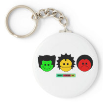 Moody Stoplight Trio Faces with Label keychains