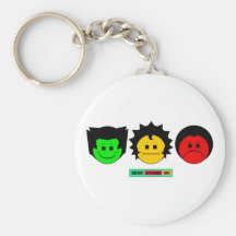Moody Stoplight Trio Faces with Label Keychains