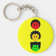 Moody Stoplight Trio Vertical Faces Keychains