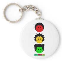 Moody Stoplight Trio Vertical Faces with Label keychains