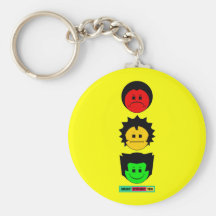 Moody Stoplight Trio Vertical Faces with Label Keychain