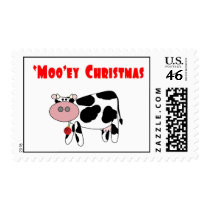 'Moo'ey Christmas Cow Humor Stamps