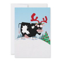 Mooey Christmas Cow Custom Invitations