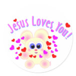 Mooky: Jesus Loves You! Round Sticker