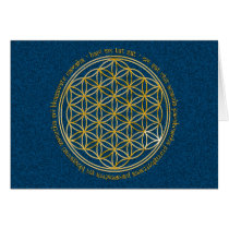 Moola mantra/flower of the life | dark blue greeting card
