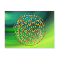 Moola mantra/flower of the life | green waves post card