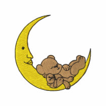 Moon and Bear Sleeping embroidered shirts by ZazzleEmbroidery Moon and Bear Sleeping embroidered shirts