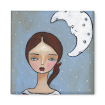 Moon and girl magnets