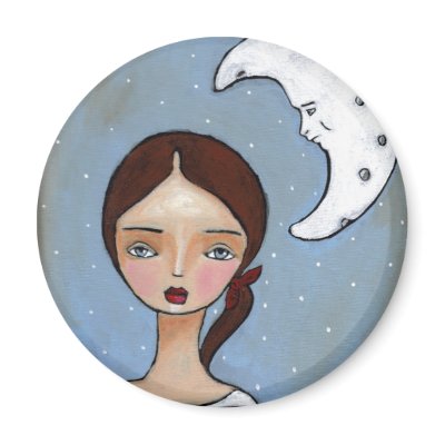 Moon and girl fridge magnet by adrisart