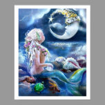 Moon and Mermaid Poster posters