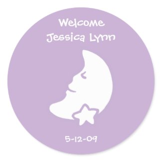 Moon and Star Sticker for Baby Shower favor sticker