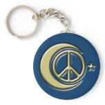 Moon and Stars for Peace Keychain