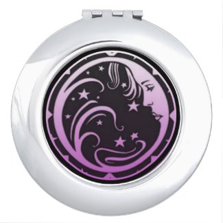 Moon and Stars Lavender and Black Vanity Mirrors