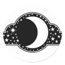 Moon and Stars Round Stickers