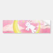Moon Bunny Pink Bumper Stickers