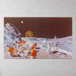 Moon Colony with Rover Poster posters