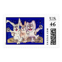 Moon Dance Bunnies Custom Postage Stamps