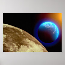 Moon, earth and sun posters
