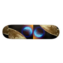 Moon, earth and sun skate board deck