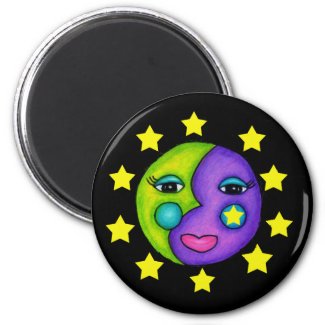 Moon Face and Stars Magnet