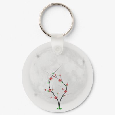 Moon Flower Keychain by Zazzle_girl22