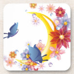 Moon, Flowers and Butterflies Coaster