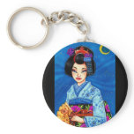 Moon Maiko Keychain, Geisha Japanese Art