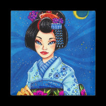 Moon Maiko Magnet, Geisha Japanese Art