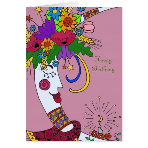 Moon Mama Ukrainian Folk Art Happy Birthday Greeting Card Zazzle