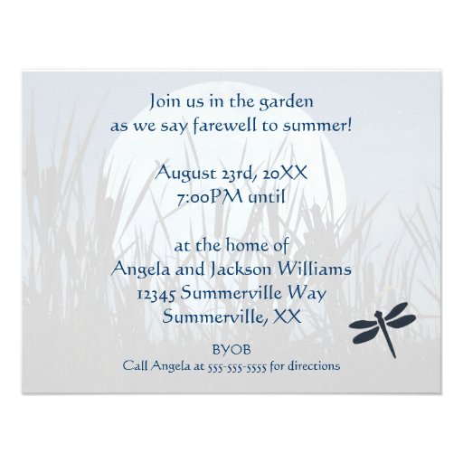 Moon, Marsh, and Dragonfly Summer Party Invitation
