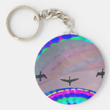 Moon n Three Birds in the sky Key Chain
