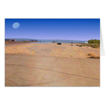 Moon Over Desert Airport Greeting Card