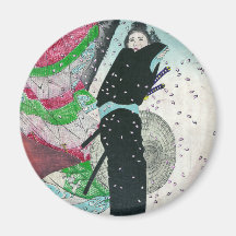 Moon over Shinobugaoka, Taiso, Yoshitoshi Refrigerator Magnet