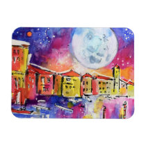 venice, moon, watercolor, art, colorful, italy, italian, ginette, paintings, europe, travel, romantic, [[missing key: type_fuji_fleximagne]] with custom graphic design