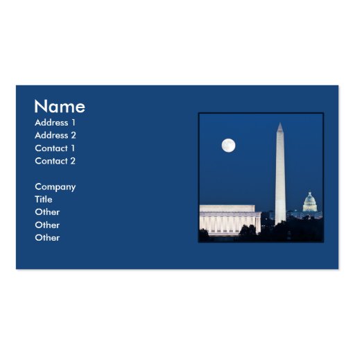 Moon over Washington DC Business Cards (front side)