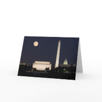 Moon over Washington DC Greeting Cards