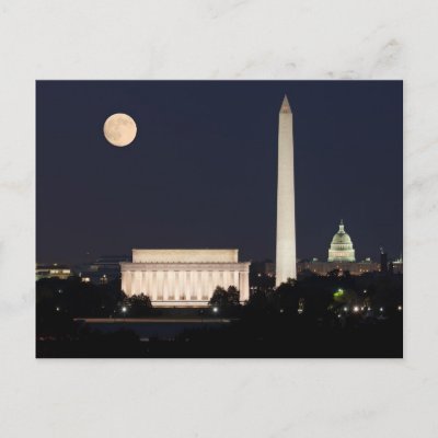 Moon over Washington DC Postcards