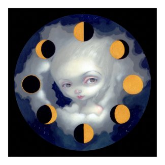 Moon Phases ART PRINT gothic fairy lowbrow big eye print