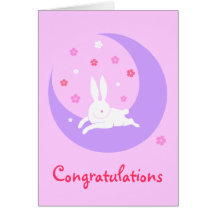 Moon rabbit baby card