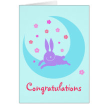 Moon rabbit baby card