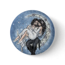 couple, romantic, love, moon, riders, wedding, bride, groom, dress, romance, vampire, angel, fairy, fae, faeries, fantasy, art, dark, goth, gothic, sky, star, space, galactic, flowers, rose, married, marry, victorian, renaissance, zerick, delphine, levesque, demers, vampires, Button with custom graphic design
