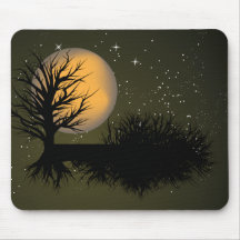 Moon Rise ~ Full Moonrise Tree & Night Sky Mousepads