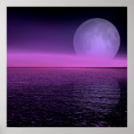 moon rise pink haze poster