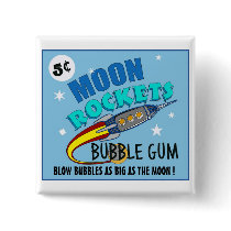 Moon Rockets Bubble Gum Button