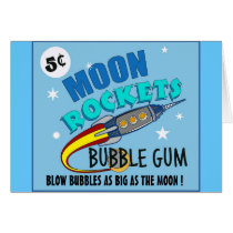 Moon Rockets Bubble Gum Greeting Card