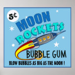 Moon Rockets Bubble Gum Machine Poster posters
