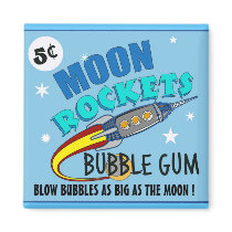 Moon Rockets Bubble Gum Magnets