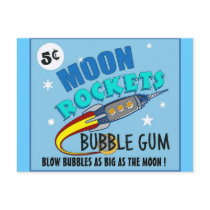 Moon Rockets Bubble Gum Postcards