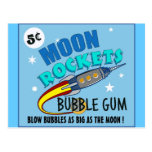 Moon Rockets Bubble Gum Postcards