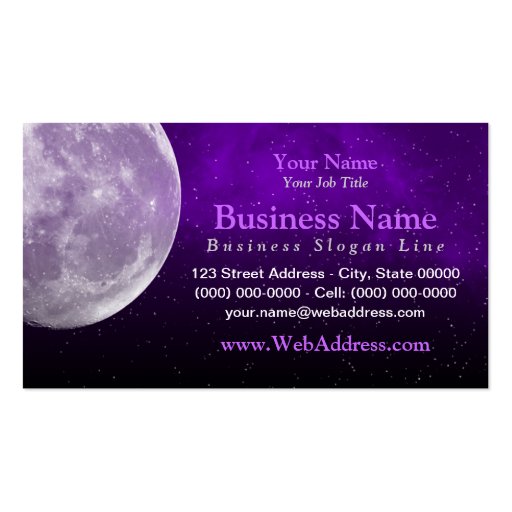 Moon / Space Photo Business Card - Purple (front side)